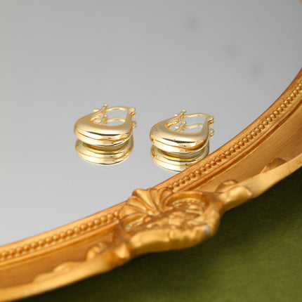Aretes De Estilo Minimalista En Forma De U, Cobre Con Baño De Oro De 14K