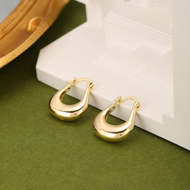 Aretes De Estilo Minimalista En Forma De U, Cobre Con Baño De Oro De 14K