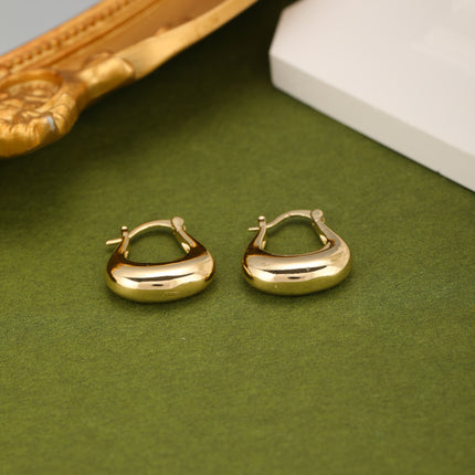 Aretes De Estilo Minimalista En Forma De U, Cobre Con Baño De Oro De 14K