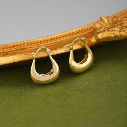 Aretes De Estilo Minimalista En Forma De U, Cobre Con Baño De Oro De 14K