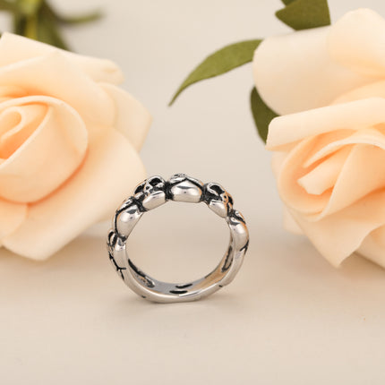 Anillo Con Diseño De Calavera Invertida Vintage para Hombre De Acero Inoxidable Chapado En Plata