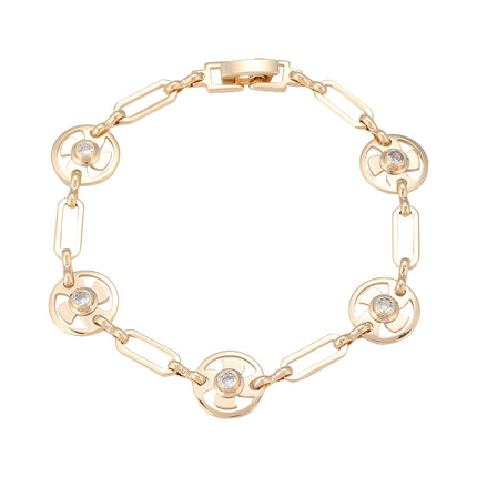 Pulsera De Cobre Con Colgante En Forma De Abanico Y Zirconia Blanca
