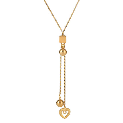 Collar De Moda De Tipo Corbata De Acero Inoxidable Versátil Con Colgante De Corazón Clásico