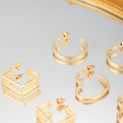 Set De Aretes De Moderno Básicos En Forma De Corazón Y Aro Pendientes