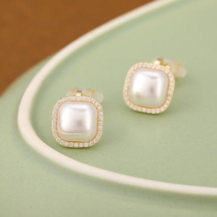 Aretes En La Oreja Cuadrado Con Perla Artificial, Ear Cuff Elegante