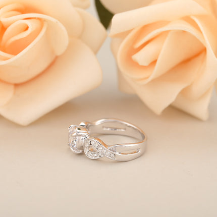 Anillo Irregular Con Diamantes De Zirconia En Aleación Chapado En Plata