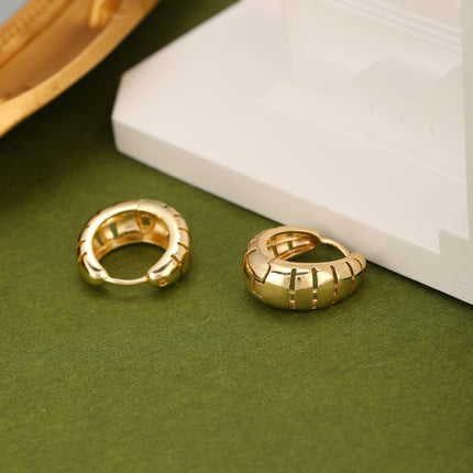 Aretes De Cobre Con Diseño De Media Luna, Arracadas Con Baño Oro 18K