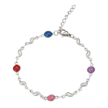 Pulsera De Acero Inoxidable Con Piedras De Arena Dorada Colorido