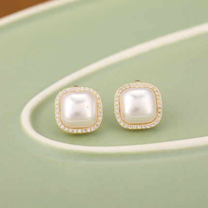 Aretes En La Oreja Cuadrado Con Perla Artificial, Ear Cuff Elegante