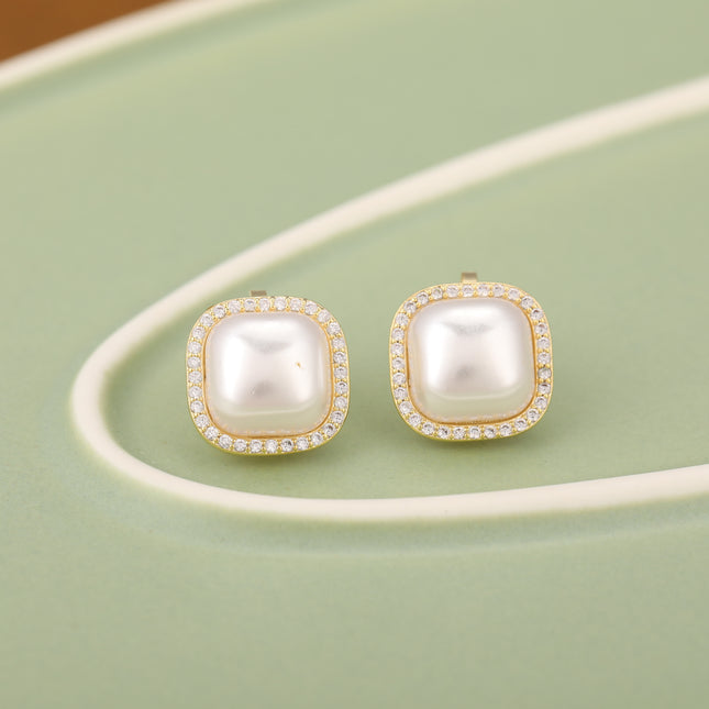 Aretes En La Oreja Cuadrado Con Perla Artificial, Ear Cuff Elegante
