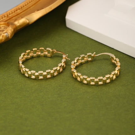 Aretes Geométricos Dorados De Cobre Baño De Oro 18K, Arracadas Delicado