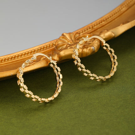 Aretes Geométricos Dorados De Cobre Baño De Oro 18K, Arracadas Delicado