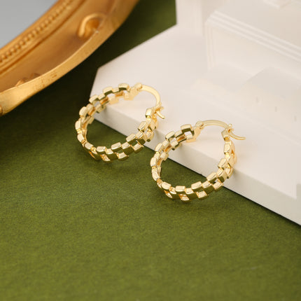 Aretes Geométricos Dorados De Cobre Baño De Oro 18K, Arracadas Delicado