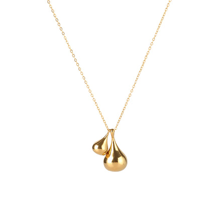 Collar Chic Con Doble Colgante De Moda De Gota Elegante De Acero Inoxidable Sencillo