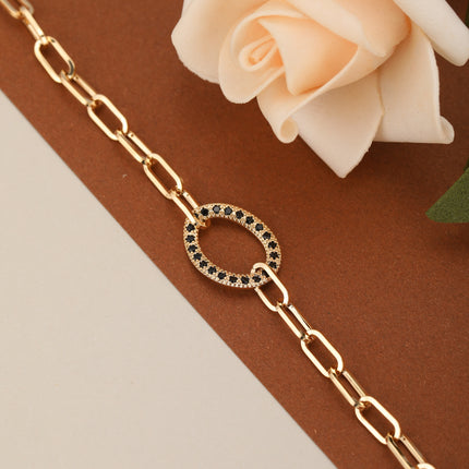 Pulsera De Cadena De Anillos De Cobre En Diseño Elegante Para Mujer