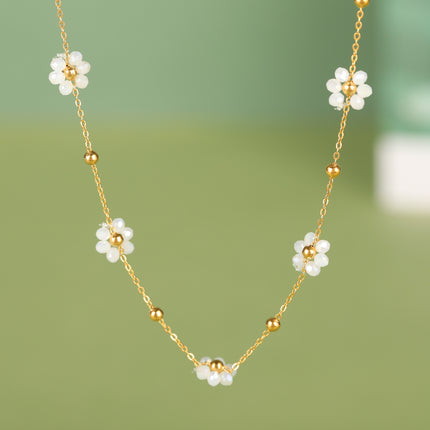 Collar De Estilo Étnico De Matricaria Transparente De Moda Fresca Para Mujer Con Bolas