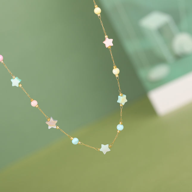 Collar Colorido De Acero Inoxidable Con Estrellas O Corazones O Flores De Concha De Estilo Étnico