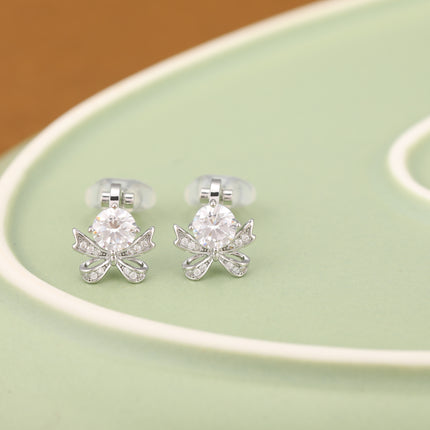 Aretes En La Oreja Fino Ear Cuff Con Lazo Delicado Y Zirconia Redonda