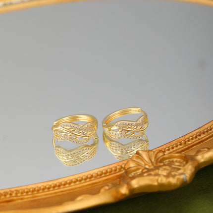 Aretes Arracadas Geométricos Con Zirconia, Cobre Con Baño Oro 18K