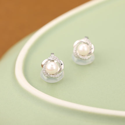 Aretes En La Oreja Diseño De Rosa Con Perla Artificial Ear Cuff Moda