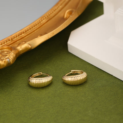 Aretes De Aro Simple En Cobre Con Baño De Oro 14K, Pendientes Mujer