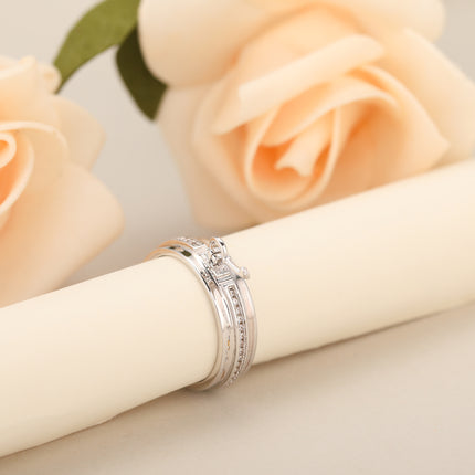 Anillo Con Colgante De Llave Y Diamantes De Zirconia De Cobre Chapado En Plata