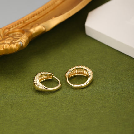 Aretes De Aro Simple En Cobre Con Baño De Oro 14K, Pendientes Mujer