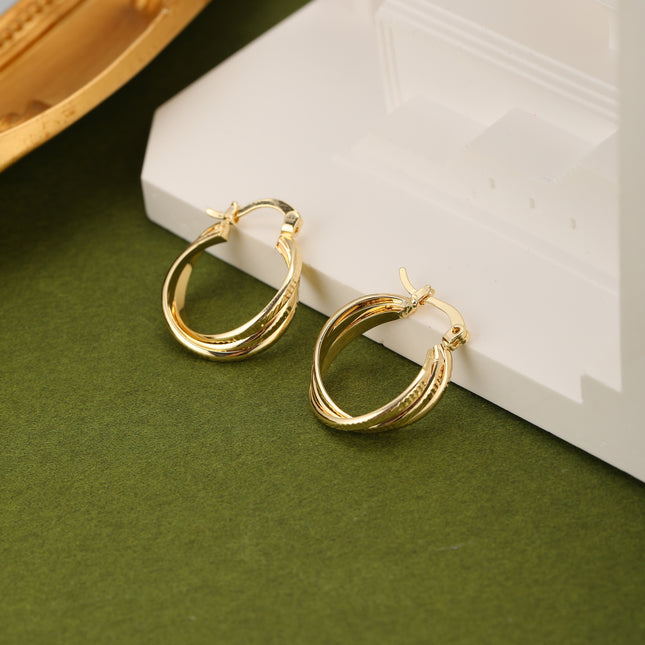 Aretes De Cobre Dorados Con Diseño De Torcido, Estilo Elegante Y Chic