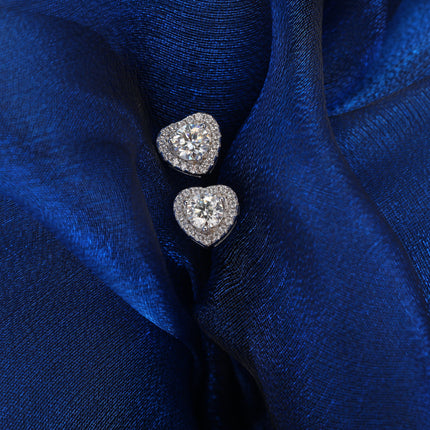 Pendientes Con Diseño De Corazón Elegante Y Moissanita En Plata 925