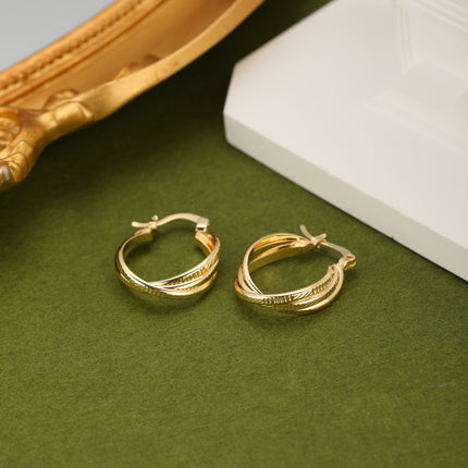 Aretes De Cobre Dorados Con Diseño De Torcido, Estilo Elegante Y Chic