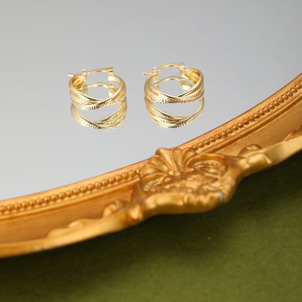 Aretes De Cobre Dorados Con Diseño De Torcido, Estilo Elegante Y Chic