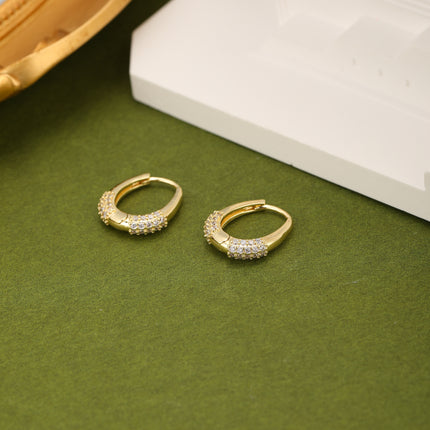 Aretes De Cobre Con Zirconias, Diseño De Arracadas Baño Oro 18K