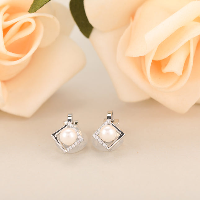 Aretes En La Oreja Ear Cuff Cuadrado Con Perla Artificial, Estilo Moderno