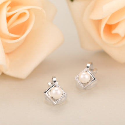 Aretes En La Oreja Ear Cuff Cuadrado Con Perla Artificial, Estilo Moderno