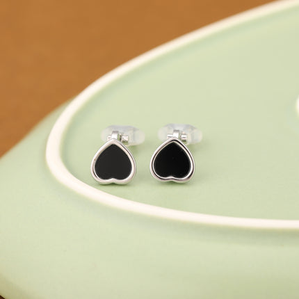 Aretes En La Oreja Corazón Negro Ear Cuff Diseño De Cobre Elegante