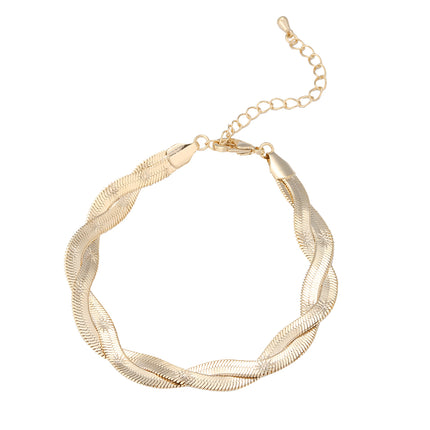 Pulsera De Mujer Con Cadena Tejida Y Diseño De Cuchilla En Cobre