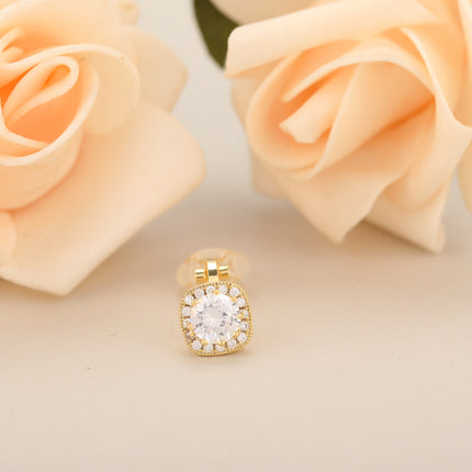 Aretes De Presion De cobre Ear Cuff Cuadrado Con Zirconia Elegante