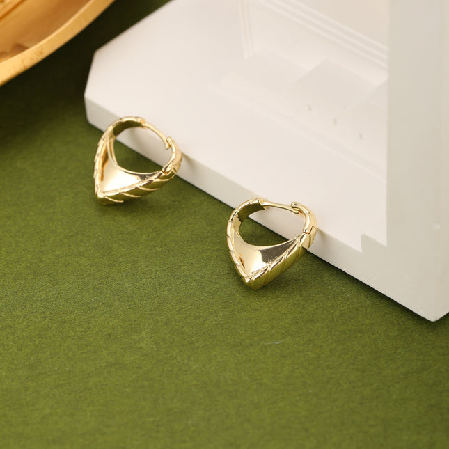 Aretes De Cobre Con Forma De Corazón, Diseño De Arracadas Baño Oro 18K