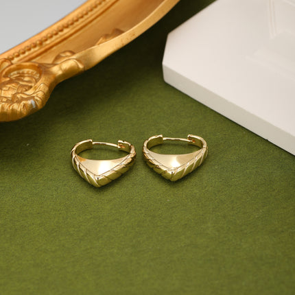 Aretes De Cobre Con Forma De Corazón, Diseño De Arracadas Baño Oro 18K