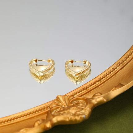 Aretes De Cobre Con Forma De Corazón, Diseño De Arracadas Baño Oro 18K