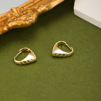 Aretes De Cobre Con Forma De Corazón, Diseño De Arracadas Baño Oro 18K
