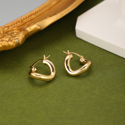 Aretes De Cobre Con Diseño Irregular, Arracadas Baño De Oro 18K