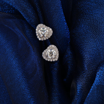 Pendientes Con Diseño De Corazón Elegante Y Moissanita En Plata 925
