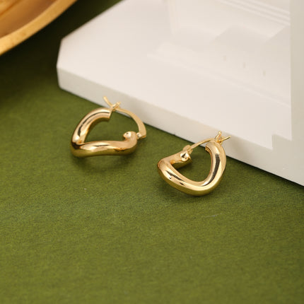 Aretes De Cobre Con Diseño Irregular, Arracadas Baño De Oro 18K