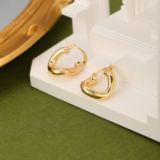 Aretes De Cobre Con Diseño Irregular, Arracadas Baño De Oro 18K