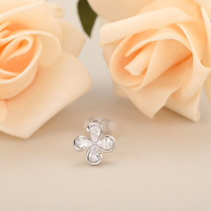 Aretes En La Oreja Ear Cuff Floral De Cuatro Pétalos, Estilo Elegante