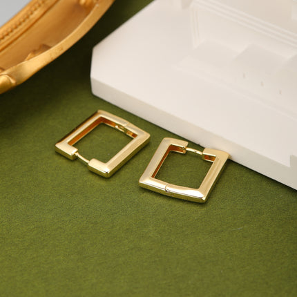 Aretes De Cobre Con Diseño De Aro Cuadrado Arracadas Simple