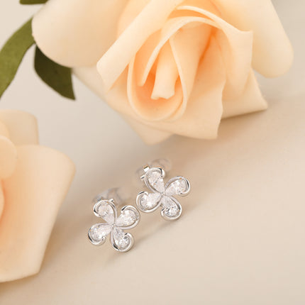 Aretes En La Oreja Ear Cuff Floral De Cuatro Pétalos, Estilo Elegante