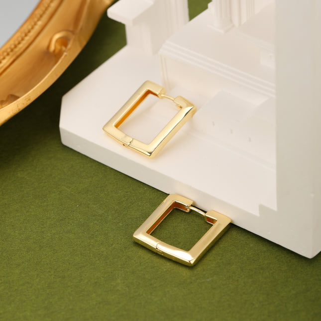 Aretes De Cobre Con Diseño De Aro Cuadrado Arracadas Simple