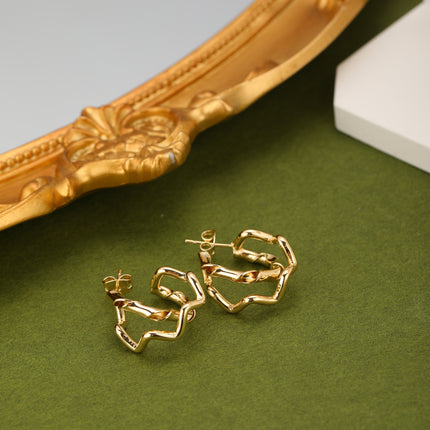 Aretes De Cobre Chapado En Oro De 14K Diseño Geométrico Retro Pendientes